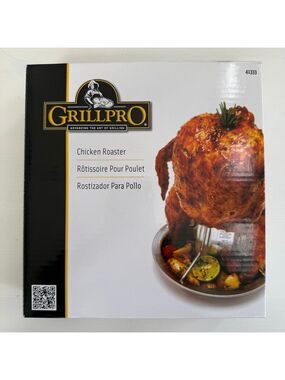 GrillPro Stainless Steel Beer Can Chicken Roaster BBQ Grill Tool New Sealed